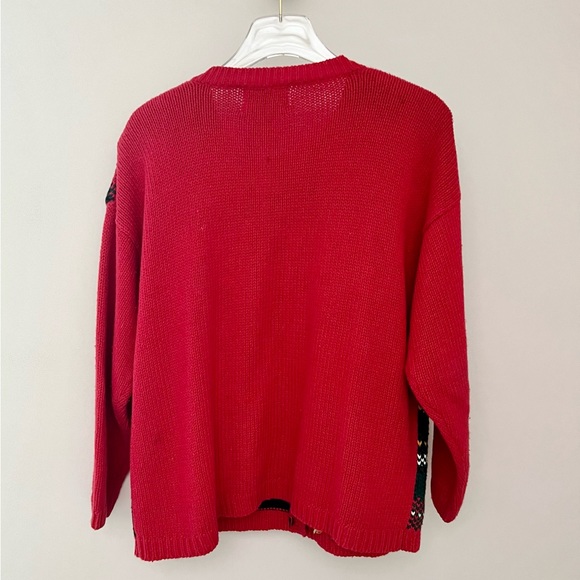 Vintage Chunky Knit Mixed Media Christmas Cardigan Sweater - Picture 13 of 16